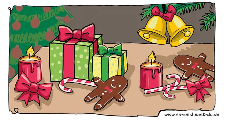 Weihnachtsdekoration zeichnen