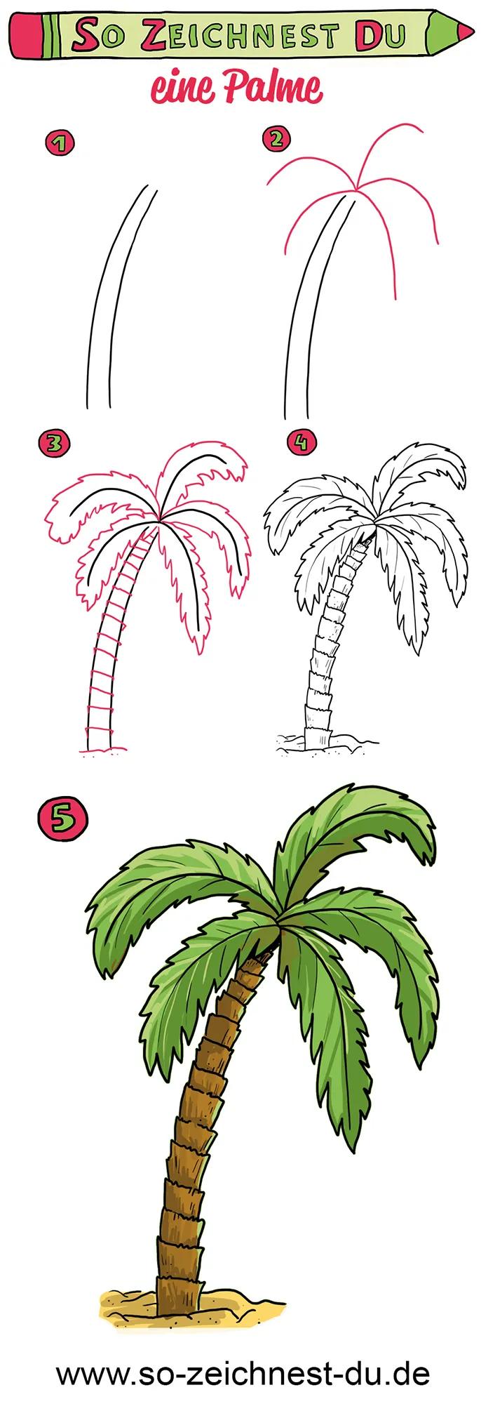 So zeichnest du eine Palme Zeichenschule