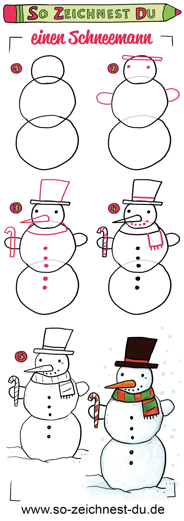 So zeichnest du einen Schneemann Zeichenschule