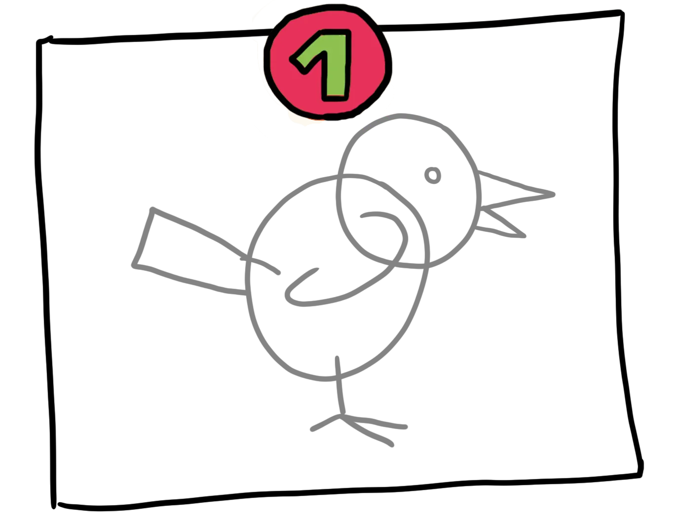 Vogel zeichnung Anleitung Schritt 1