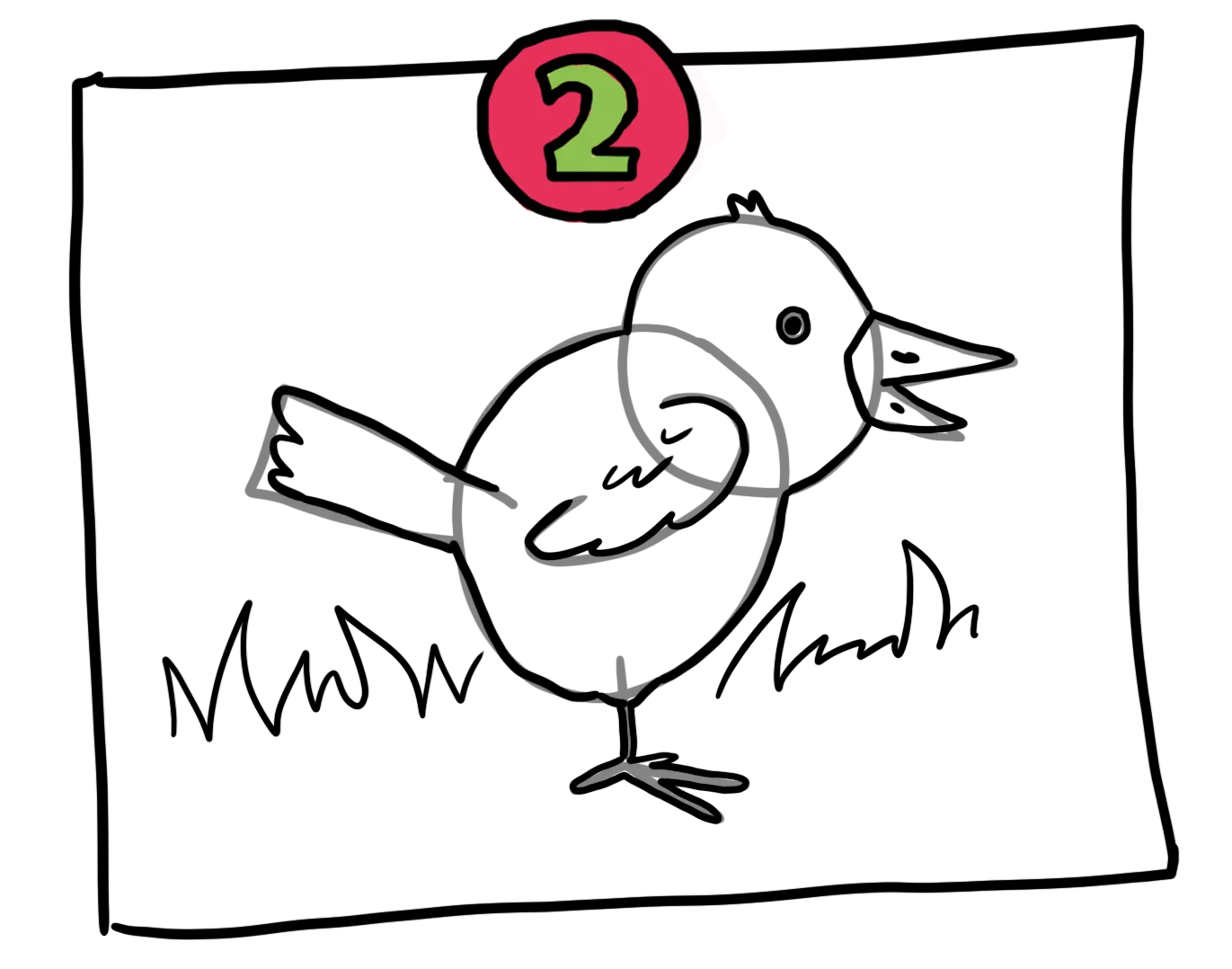 Vogel zeichnung Anleitung Schritt 2